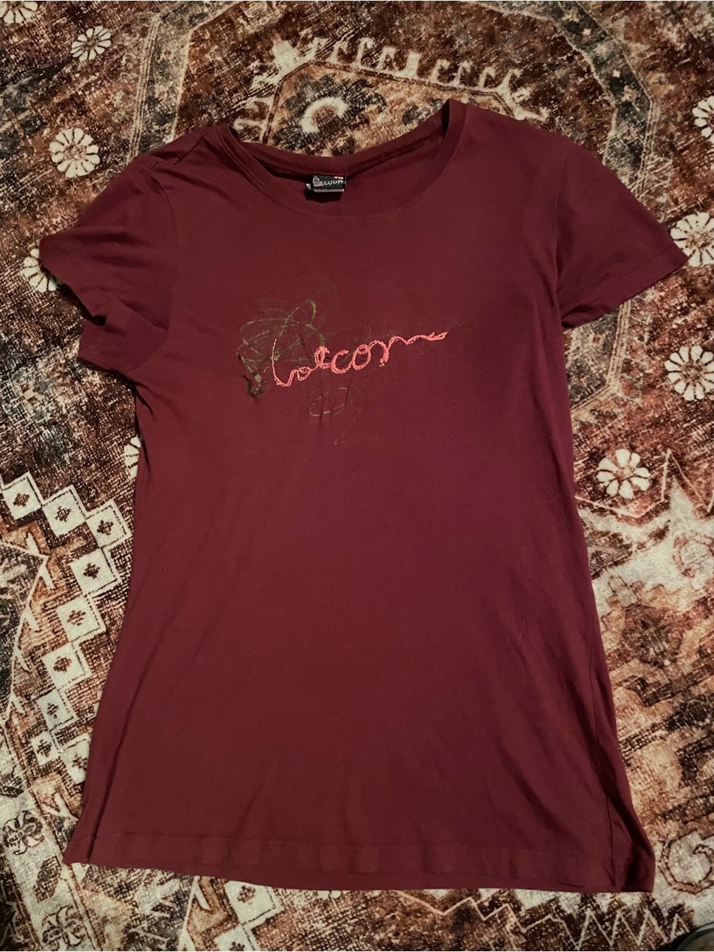 Volcom Women's Short Sleeve Logo Tee - Maroon